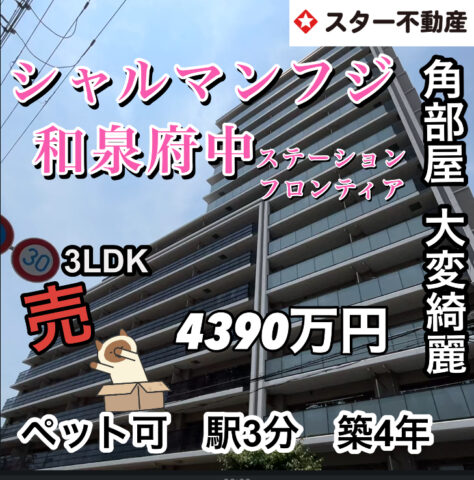 【角部屋  ペット飼育可  築4年　和泉府中  徒歩3分】